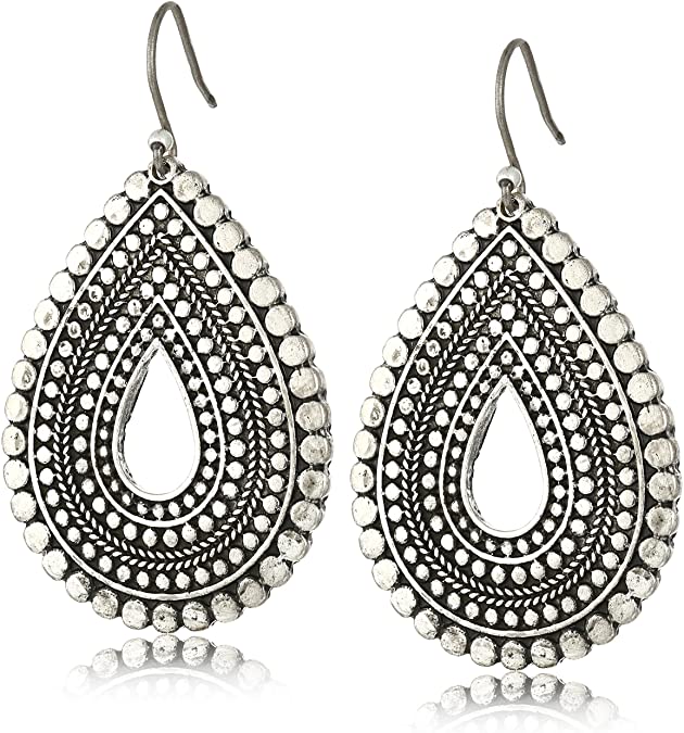 Lucky Brand Womens Blue Moon Tribal Tear Drop Earrings