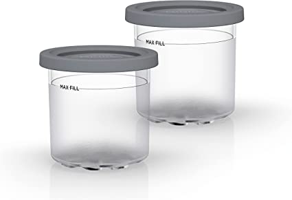 Ninja XSKPNTLID2 CREAMi Pints and Lids - 2 Pack, Compatible with NC299AMZ & NC300s Series Ninja Creami Ice Cream Makers, BPA-Free & Dishwasher Safe, Grey Lids