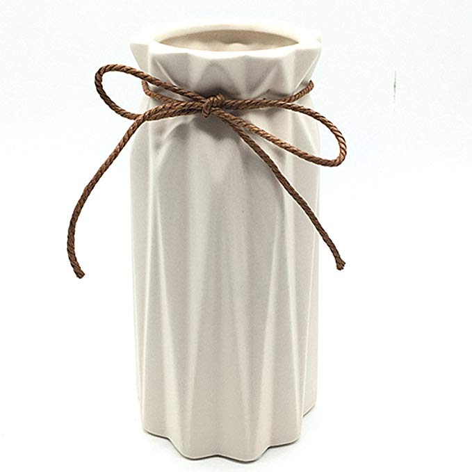 Anding White Ceramic Vase - Elegant origami art design- Ideal Gift for Friends and Family, Wedding, Desktop Center Vase, A Perfect Home Decor Vase (LY096)