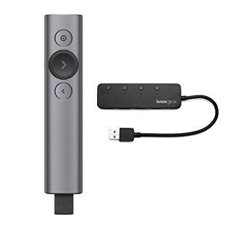 Logitech Spotlight Presentation Remote (Slate) with Knox 3.0 4-Port USB HUB Bundle