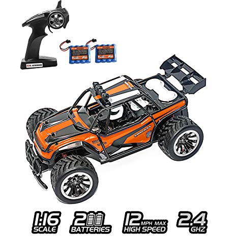 XINBAOHONG RC Car 1:16 Scale Electric Off Road Vehicle 2.4GHz Radio Remote Control Car 2W High Speed Racing Monster Truck Hobby Rock Crawler Toy (Orange)