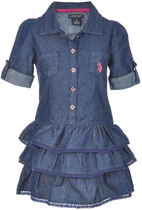 U.S. Polo Assn. Little Girls' Denim Ruffle Tiered Dress