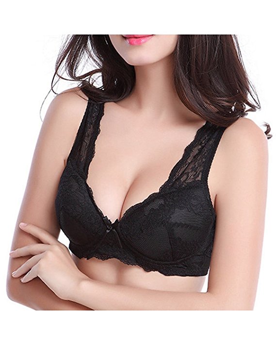 KissLace Women Lace Soft Molded Cotton Sexy Wire Free Bra Full Coverage Thin Lingerie