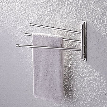 KES Bathroom Swing Arm Towel Bars 3-Arm Wall Mount Swing Out Towel Shelf, Polished SUS304 Stainless Steel, A2102S3