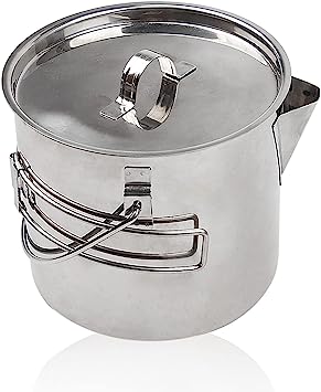 CA Mode Stainless Steel Camping Pot, 1.4L Campfire Cooking Pots Cookware Mess kit Backpacking Hiking Picnic with Handle and Lids