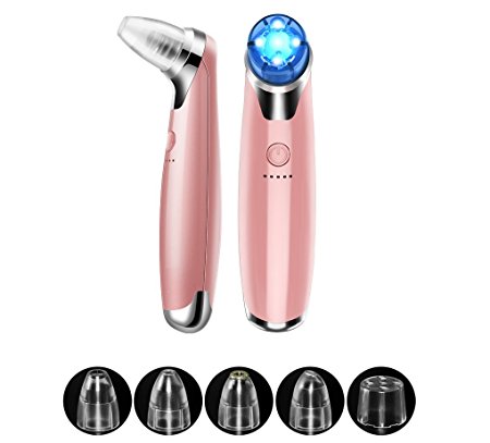 Youlanda Facial Pore Cleanser Electric Blackheads Remover Tool Acne Comedone Vacuum Suction Extractor Microdermabrasion Machine with Blue Light and Red Light