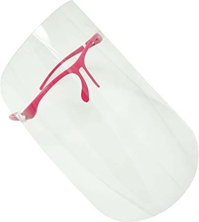 ArtToFrames Protective Face Shield 1 Pink Glasses 1 Shields, Fully Transparent Face and Eye Protection from Droplets and Saliva with Reusable Glasses and Replaceable Shield, Anti-Fog PPE