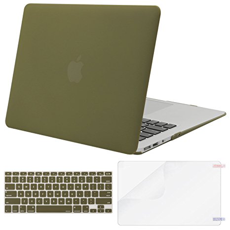 Mosiso Plastic Hard Case with Keyboard Cover with Screen Protector for MacBook Air 13 Inch (Models: A1369 and A1466), Capulet Olive