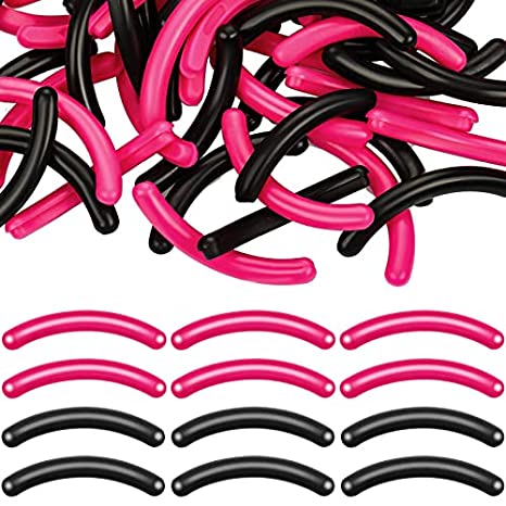 80 Pieces Eyelash Curler Refills Pads Soft Curler Replacement Refills Pads for Universal Eyelash Curler (Black, Rose)