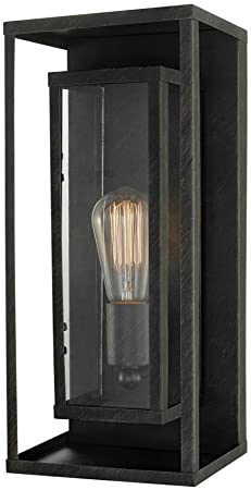 Globe Electric 44228 Montague 1-Light Outdoor Wall Sconce, Bronze, Clear Glass Shade