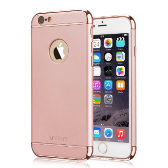 iPhone 6S Case, Vansin 3 In 1 Ultra Thin and Slim Hard Case Coated Non Slip Matte Surface with Electroplate Frame Fit for Apple iPhone 6(4.7'')(2014) and iPhone 6S(4.7'')(2015) -- Rose Gold