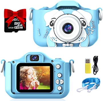 Semai Kids Camera, 20.0MP Digital Dual Camera Rechargeable, Kids Selfie Camera with 2.0 Inch IPS Screen, 32GB Micro SD Card Included, Video Camera Camcorder for 3-12 Years Old Girls Boys, Blue