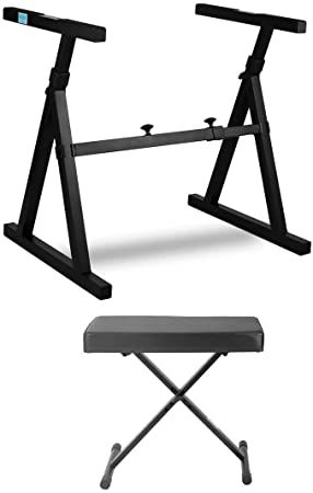 Knox Z-Style Electronic Keyboard Stand with Adjustable X Style Keyboard Bench Bundle (2 Items)