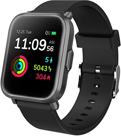Smart Watch, Fitness Tracker Full Touch Screen Smart Watch, 5ATM Waterproof Smart Watch for Man / Woman with Heart Rate, Blood Oxygen, Sleep Monitor, 18 Sports Modes, Calorie Counter Compatible with Android and iOS (Black)