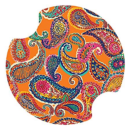 Thirstystone Colorful Paisley Car Cup Holder Coaster, 2-Pack