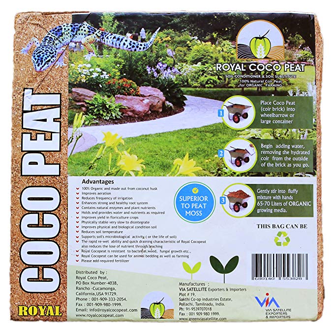 Royal Coco Peat Premium Organic Coconut Coir Peat Moss Soil Conditioner/Substitute (5 KG Coco Block)