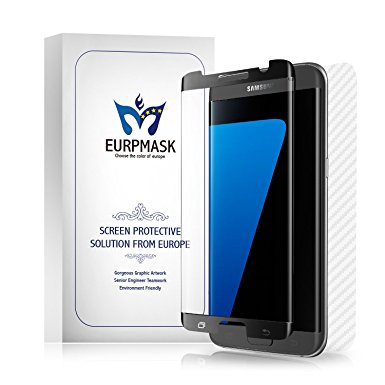 [Compatible With Case] Samsung S7 Edge Screen Protector, EURPMASK Crystal Clear Tempered Glass Screen Protector[Bubble Free][High Durable][ Edge To Edge Cover] [Easy To Install] [1Front 1Back] [Black]