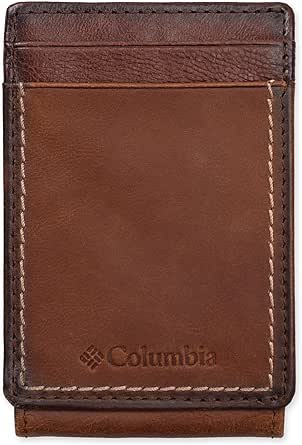 Columbia Men's Leather Front Pocket Wallet Card Holder for Travel