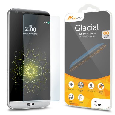 LG G5 Screen Protector, rooCASE Glacial Premium Tempered Glass Screen Protector for LG G5 2016, Crystal Clear - Scratch & Fingerprint Resistant