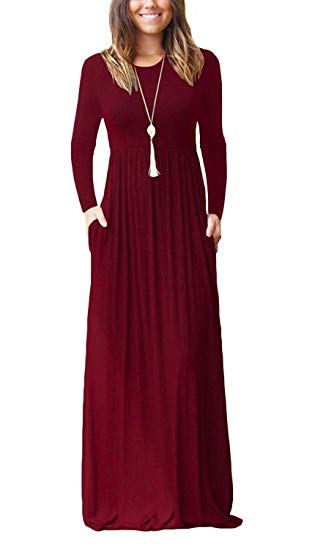 Viishow Women's Short Sleeve Loose Plain Maxi Dresses Casual Long Dresses with Pockets