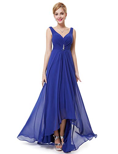 Ever-Pretty Double V-Neck Rhinestones Ruched Bust Hi-Lo Evening Party Dress 09983