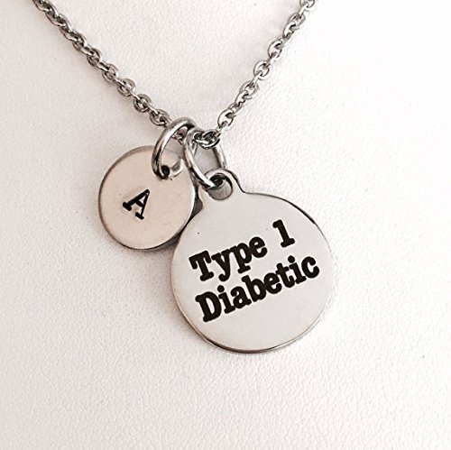 Type 1 diabetic necklace - diabetes - medical alert - stainless steel - handstamped