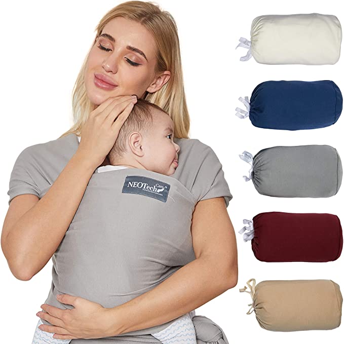 Neotech Care Baby Wrap Carrier - Cotton - Breathable & Adjustable - for Infant, Newborn, Child, Toddler (Grey)