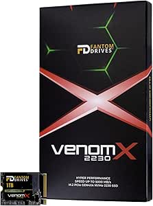 Fantom Drives VenomX 1TB High Performance M.2 2230 NVMe SSD, PCIe Gen4 x 4, Compatible with Steam Deck, ASUS ROG Ally, Mini PCs, Read speeds up to 5100MB/s (VMX2230-1TB)