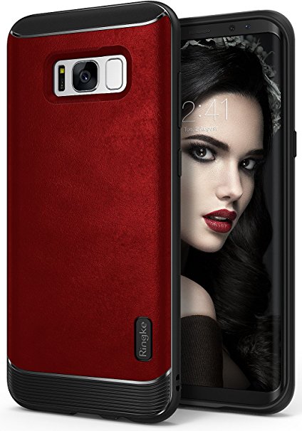 Samsung Galaxy S8 Plus 2017 Case, Ringke [Flex S Series] Coated Textured Leather Flexible TPU Shock Protection Durable Sophisticated Stylish Case – Red
