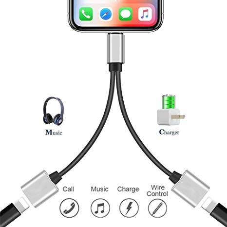Lightning Adapter Headphone Jack Dongle for iPhone 7/7Plus 8/8Plus iPhone X 10 iPod/iPad.Converter Earphone to 3.5mm Adaptor Accessories Cable Music and Charger Volume Control Compatible iOS11 or Late