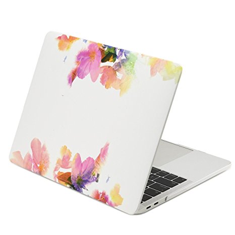TOP CASE - Macbook Pro 13 Case 2016, Floral Pattern Graphic Rubberized Hard Case Cover for MacBook Pro 13-inch A1706 with Touch Bar / A1708 without Touch Bar ( Release Oct 2016 ) - Violet Reflection