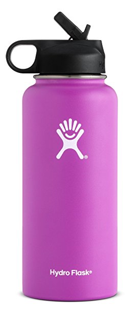 Hydro Flask Double Wall Vacuum Insulated Stainless Steel Sports Water Bottle, Wide Mouth with BPA Free Straw Lid