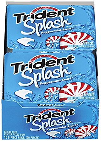 Trident Splash Sugar Free Gum (Peppermint Swirl, 9-Piece, 20-Pack)