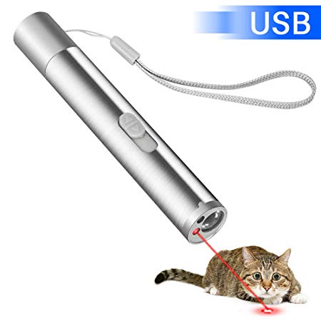 Depets Rechargeable Cat Laser Pointer Toy,3 in 1 Red Laser Pointer,Interactive Light Training Tool with USB Charging for Cat Dog Exercise Playing