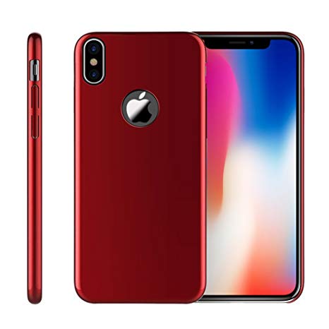 iPhone X/XS Case SunRemex Frosted Shield Shell [Ultra Thin Luxury PC] Full Protective Anti-Scratch Resistant Cover with Soft Microfiber Cloth Lining Cushion for Apple iPhone X/XS(Wine Red)
