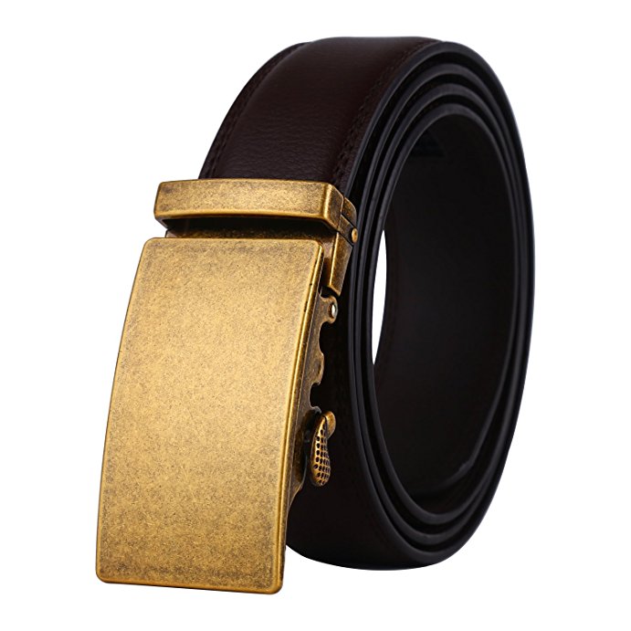 Dante Men's Leather Ratchet Dress Belt with Automatic Buckle