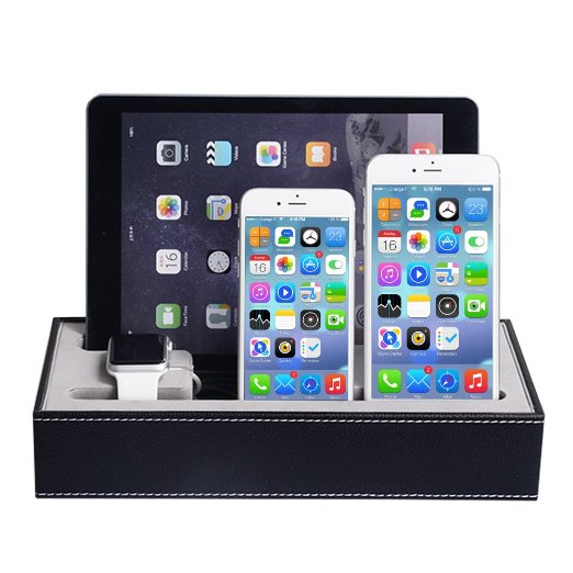 Apple Watch Stand and Iphone Ipad Charging Station Multipleiphone Ipad Charging Docksmartphone Desk Charging Stationwowo Black Leatherette Apple Watch Charging Stand Cradle Holder