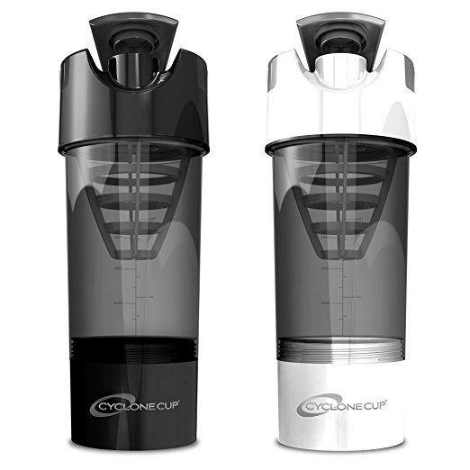 Cyclone Cup Shaker Bottle 20oz - Set of 2 - Black and White