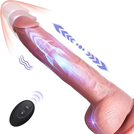 Thrusting Dildo Realistic Dildos for Women - Strong Thrusting Vibrator, 9 Inch Suction Cup Dildo with Remote, Consoladores, BOMBEX Silicone Penis, Vibrating Anal Dildo for Men, Adult Sex Toys