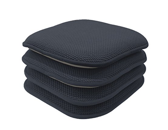 4 Pack: GoodGram Non Slip Honeycomb Premium Comfort Memory Foam Chair Pads/Cushions - Assorted Colors (Charcoal)