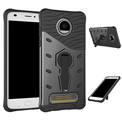 Moto Z2 Play Case SunRemex Durable Armor with Full Body Protective and Resilient Shock Absorption and 360 Degree Rotating Kickstand Design for Moto Z2 Play(2017) (Black)