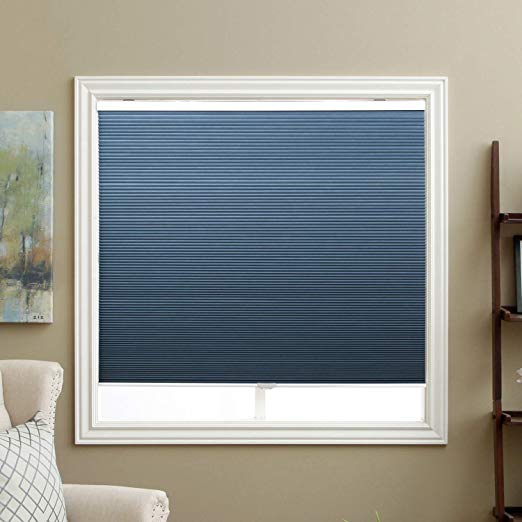 SBARTAR Blackout Cellular Shades Cordless Honeycomb Blinds Fabric Window Shades, 28x64 inch, Ocean Blue(Blackout)