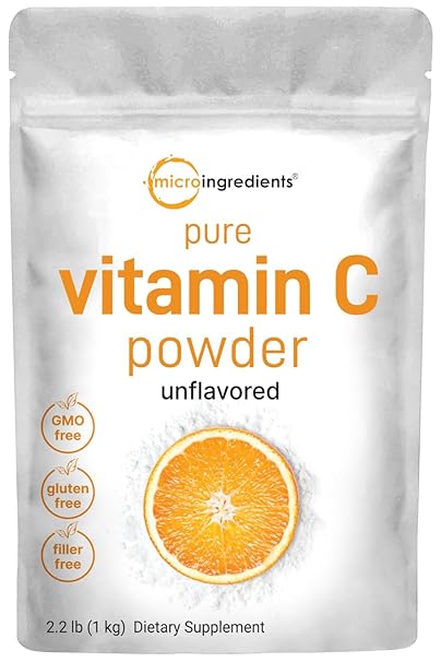 Micro Ingredients Pure Ascorbic Acid (Vitamin C) Powder, L-Ascorbic Acid, 1 Kg, USP Pharmaceutical Grade