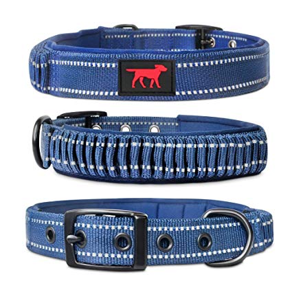 Heavy Duty Dog Collar With Handle | Ballistic Nylon Heavy Duty Collar | Padded Reflective Dog Collar With Adjustable Stainless Steel Hardware | Convenient Sizing for All Breeds