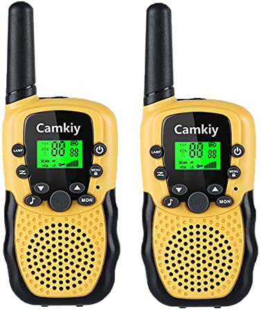 Kids Walkie Talkies, 22 Channels 2 Way Radio 3 KMs Long Range with Backlit LCD Flashlight Best Gifts Toys for Boys Girls Outside Adventure (Yellow & Black)