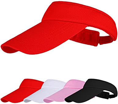 Cooraby Sun Visors Sports Adjustable Sun Visor Hats Long Brim Visors with Sweatband for Girls Women