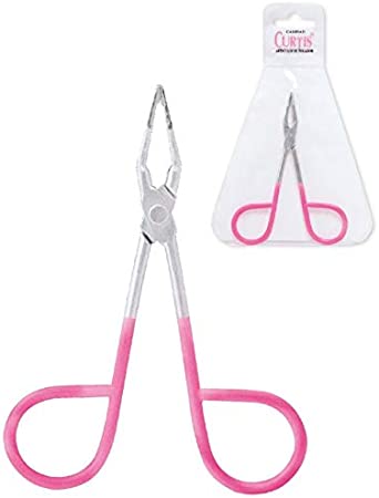 Curtis PROFESSIONAL Salon TWEEZERS with Easy Scissor Handle, CASE Included; The BEST PRECISION EYEBROW TWEEZERS Men/Women; Tools for Facial Hair, Ingrown Hair, Blackhead; Pink & Silver EASY TO HOLD