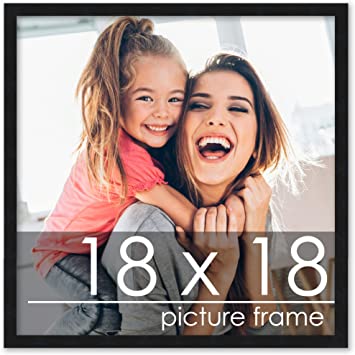 Poster Palooza 18x18 Contemporary Black Wood Picture Square Frame - UV Acrylic, Foam Board Backing, Hanging Hardware Included!