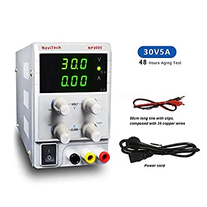 30V 5A DC Power Supply Variable 3-Digital LED Display, Precision Adjustable Regulated Switching Lab Power Supply with CA Power Cord