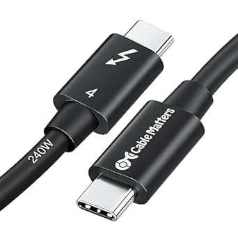 Cable Matters [Certifié Intel] 0,3 m Cable Thunderbolt 4-40 Gbps avec vidéo 8K et Charge 240 W - Rétrocompatible avec Câble USB4 Thunderbolt 3 et USB-C